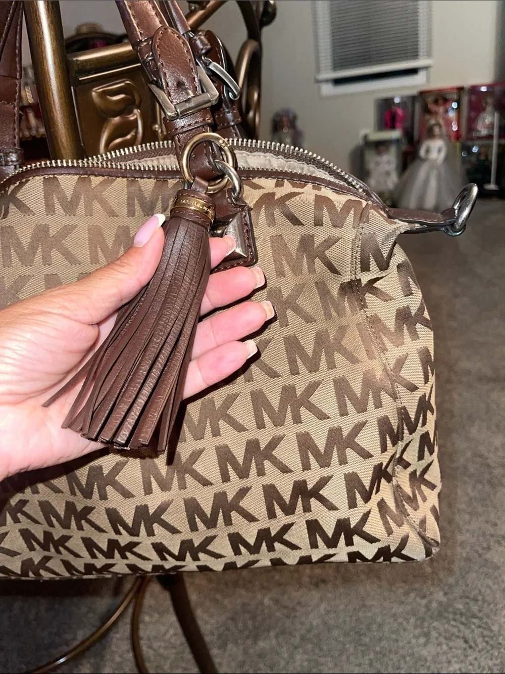Michael Kors Brown MK Signature Logo Duffel Bag